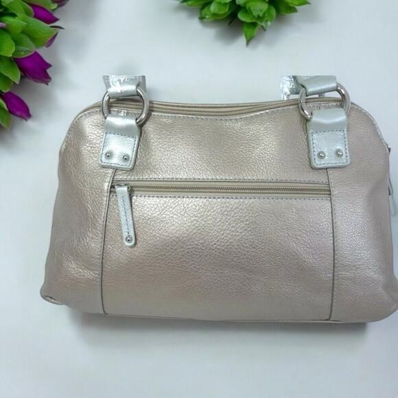 Tignanello Satin Metal Pebble Leather Double Zip Top Satchel w/Slim Wallet NWT - Picture 8 of 11